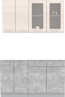 Кухонный гарнитур Интерлиния Мила 14-60 без столешницы (вудлайн кремовый/бетон) - 