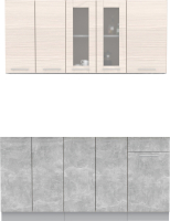 Кухонный гарнитур Интерлиния Мила 16-60 без столешницы (вудлайн кремовый/бетон) - 