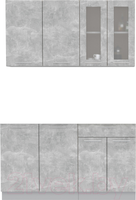 Кухонный гарнитур Интерлиния Мила 14 без столешницы (бетон)