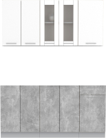 Кухонный гарнитур Интерлиния Мила 16-60 без столешницы (белый платинум/бетон) - 