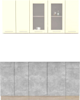 Кухонный гарнитур Интерлиния Мила 17-60 без столешницы (ваниль/бетон) - 