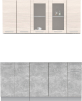 Кухонный гарнитур Интерлиния Мила 17-60 без столешницы (вудлайн кремовый/бетон) - 