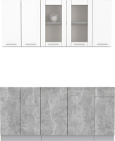 Кухонный гарнитур Интерлиния Мила 17-60 без столешницы (белый платинум/бетон) - 
