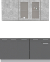 Кухонный гарнитур Интерлиния Мила 17-60 без столешницы (бетон/антрацит) - 