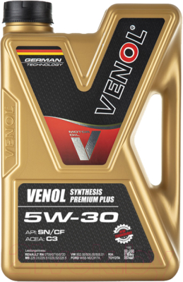 Моторное масло Venol Synthesis Premium Plus SN CF 5W30 C3 / 198001 (1л)
