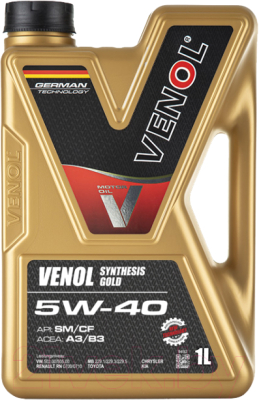 Моторное масло Venol Synthetic Gold 5W40 SM/CF A3/B3 (1л)