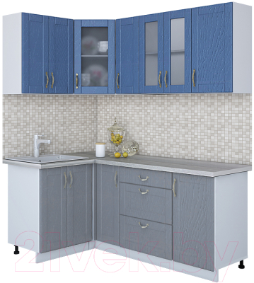 Готовая кухня Интерлиния Мила Крафт 1.2x1.9 (дуб серый/дуб лазурный/травертин серый)