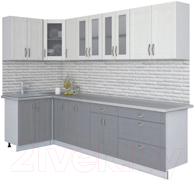 Готовая кухня Интерлиния Мила Крафт 1.2x3.0 (дуб серый/дуб полярный/травертин серый)