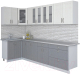 Кухонный гарнитур Интерлиния Мила Крафт 1.2x3.0 (дуб серый/дуб полярный/травертин серый) - 