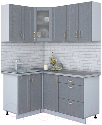 Готовая кухня Интерлиния Мила Крафт 1.2x1.6 (дуб серый/дуб серый/травертин серый)
