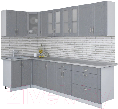 Готовая кухня Интерлиния Мила Крафт 1.2x3.0 (дуб серый/дуб серый/травертин серый)