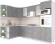 Готовая кухня Интерлиния Мила Крафт 1.68x2.8 левая (дуб серый/дуб серый/травертин серый) - 