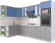 Готовая кухня Интерлиния Мила Крафт 1.68x3.0 левая (дуб серый/дуб лазурный/травертин серый) - 