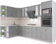 Готовая кухня Интерлиния Мила Крафт 1.68x3.0 левая (дуб серый/дуб серый/травертин серый) - 