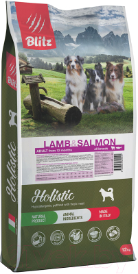 Сухой корм для собак Blitz Pets Holistic Adult Lamb&Salmon / 4262 (12кг)
