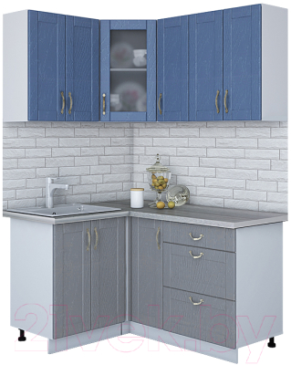 Готовая кухня Интерлиния Мила Крафт 1.2x1.5 (дуб серый/дуб лазурный/травертин серый)