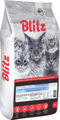Сухой корм для кошек Blitz Pets Sensitive Sterilised Cats Turkey / 4412 (10кг)