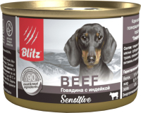 Влажный корм для собак Blitz Pets Sensitive Говядина с индейкой / 4057 (0.2кг) - 