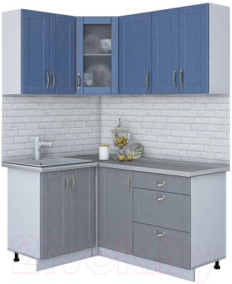Готовая кухня Интерлиния Мила Крафт 1.2x1.6 (дуб серый/дуб лазурный/травертин серый)