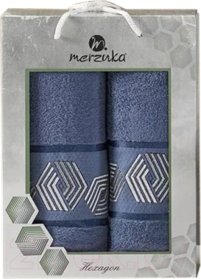 Набор полотенец Merzuka Hexagon 50x90/70х140 / 11286 (темно-голубой)