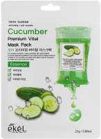 

Маска для лица тканевая Ekel, Cucumber Premium Vital Mask Pack Антивозрастная