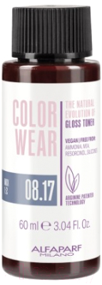Крем-краска для волос Alfaparf Milano Color Wear Gloss Toner 08.17 (60мл, Soft Light Ash Matte Blonde)