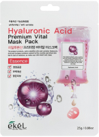

Маска для лица тканевая Ekel, Hyaluronic Acid Premium Vital Mask Pack Антивозрастная
