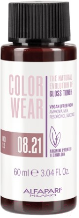 Крем-краска для волос Alfaparf Milano Color Wear Gloss Toner 08.21 (60мл, Soft Light Violet Ash Blonde)