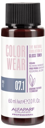 Крем-краска для волос Alfaparf Milano Color Wear Gloss Toner 07.1 (60мл, Soft Medium Ash Blonde)