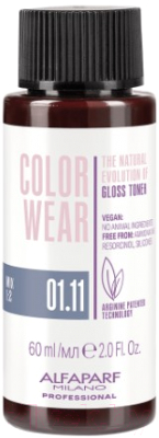 Крем-краска для волос Alfaparf Milano Color Wear Gloss Toner 01.11 (60мл, Soft Blue Black)
