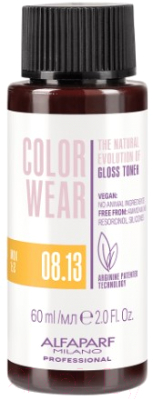 Крем-краска для волос Alfaparf Milano Color Wear Gloss Toner 08.13 (60мл, Soft Light Ash Golden Blonde)