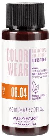 Крем-краска для волос Alfaparf Milano Color Wear Gloss Toner 06.04 (60мл, Soft Dark Slightly Copper Blonde )
