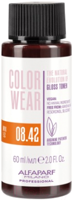 Крем-краска для волос Alfaparf Milano Color Wear Gloss Toner 08.42 (60мл, Soft Light Copper Violet Blonde)