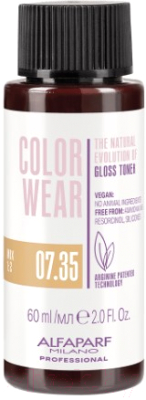 Крем-краска для волос Alfaparf Milano Color Wear Gloss Toner 07.35 (60мл, Soft Medium Golden Mahogany Blonde)