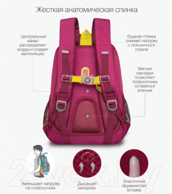 Школьный рюкзак Grizzly RG-361-3 (фуксия)