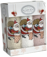 Набор полотенец Karven Новый год 30x50 / НМ 737 v6 (дед мороз с подарками) - 