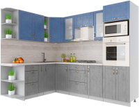 Кухонный гарнитур Интерлиния Мила Крафт 1.88x2.6 левая (дуб серый/дуб лазурный/травертин серый) - 