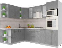 Кухонный гарнитур Интерлиния Мила Крафт 1.88x2.6 левая (дуб серый/дуб серый/травертин серый) - 