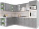 Кухонный гарнитур Интерлиния Мила Крафт 1.88x2.8 левая (дуб серый/дуб серый/травертин серый) - 