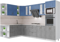 Кухонный гарнитур Интерлиния Мила Крафт 1.88x3.0 левая (дуб серый/дуб лазурный/травертин серый) - 