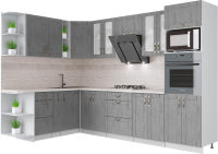 Кухонный гарнитур Интерлиния Мила Крафт 1.88x3.0 левая (дуб серый/дуб серый/травертин серый) - 