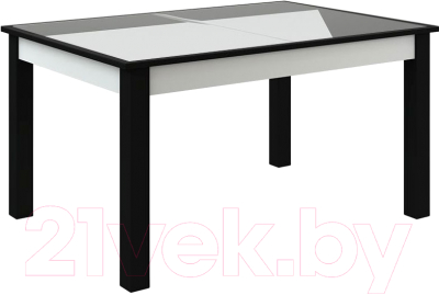 Обеденный стол Васанти Плюс ВС-47 110/150x70 (белый глянец/черный)