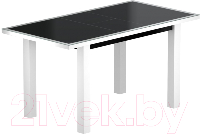 Обеденный стол Васанти Плюс ВС-44 110/150x70М (черный матовый/белый)