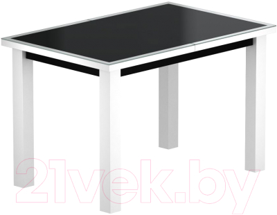 Обеденный стол Васанти Плюс ВС-44 110/150x70М (черный матовый/белый)