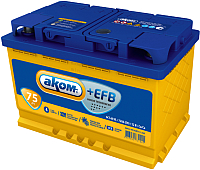 Автомобильный аккумулятор AKOM 6CT-75 EFB R+ (75 А/ч) - 