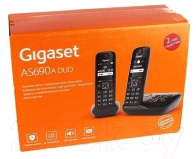 Беспроводной телефон Gigaset AS690A Duo Rus / L36852-H2836-S301 (черный)