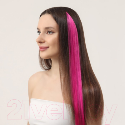 Прядь волос на заколках Queen Fair 50см / 7436009 (розовый)