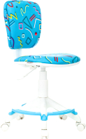 Кресло детское Бюрократ CH-W204/F (голубой Sticks 06/пластик белый) - 