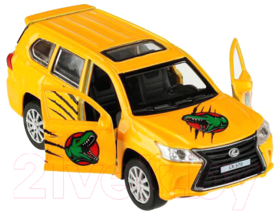 Автомобиль игрушечный Технопарк Lexus LX570 Динозавры / LX570-12DIN-YE