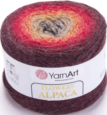 Пряжа для вязания Yarnart Flowers Alpaca 20% альпака, 80% акрил / 422 (940м, бордовый/красный/серый)